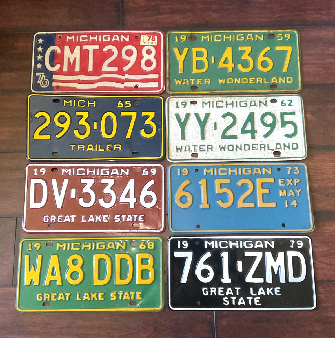 RARE LOT OF 8 MICHIGAN LICENSE PLATES 1976 1959 1965 1962 1969 1973 1968 1979