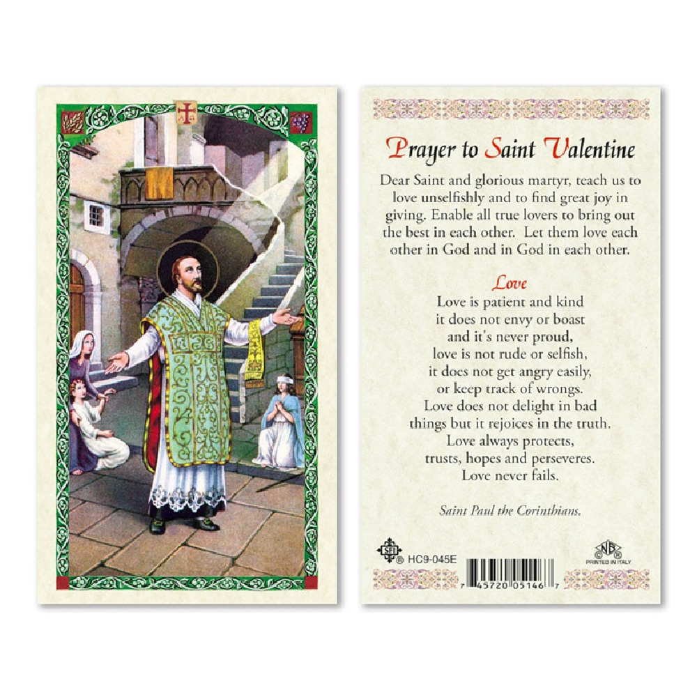 Prayer to Saint Valentine - Laminated Prayer card