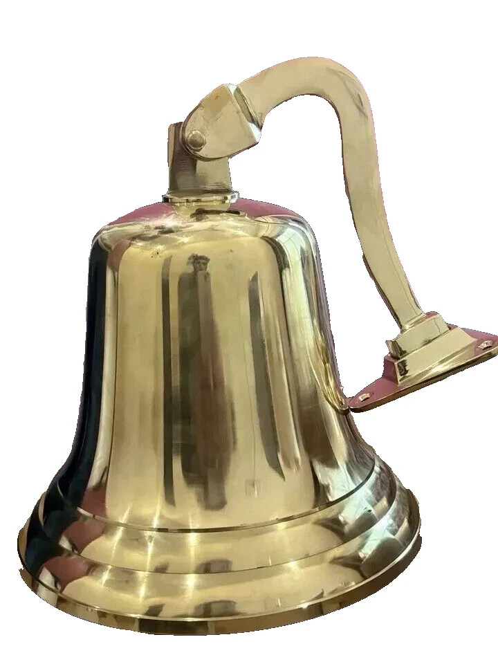 9 Inch Nautical Brass Ship Bell Marine Wall Hanging Decor Antique Finish