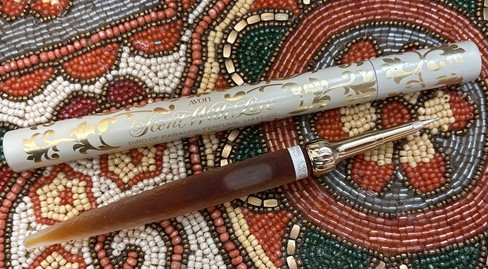Avon Perfume Quill - Scent With Love - Birds of Paradise -Vintage - Glass - Pen