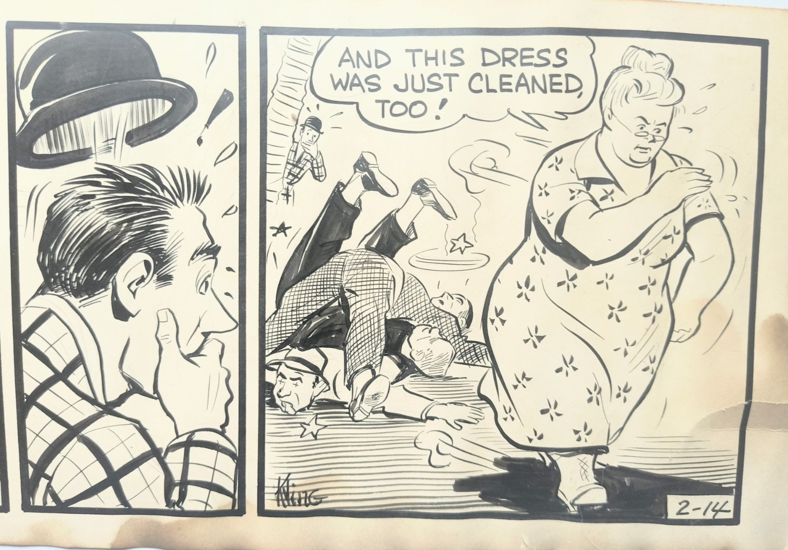 Original Ken Kling Three Panel Cartoon 1930\'s