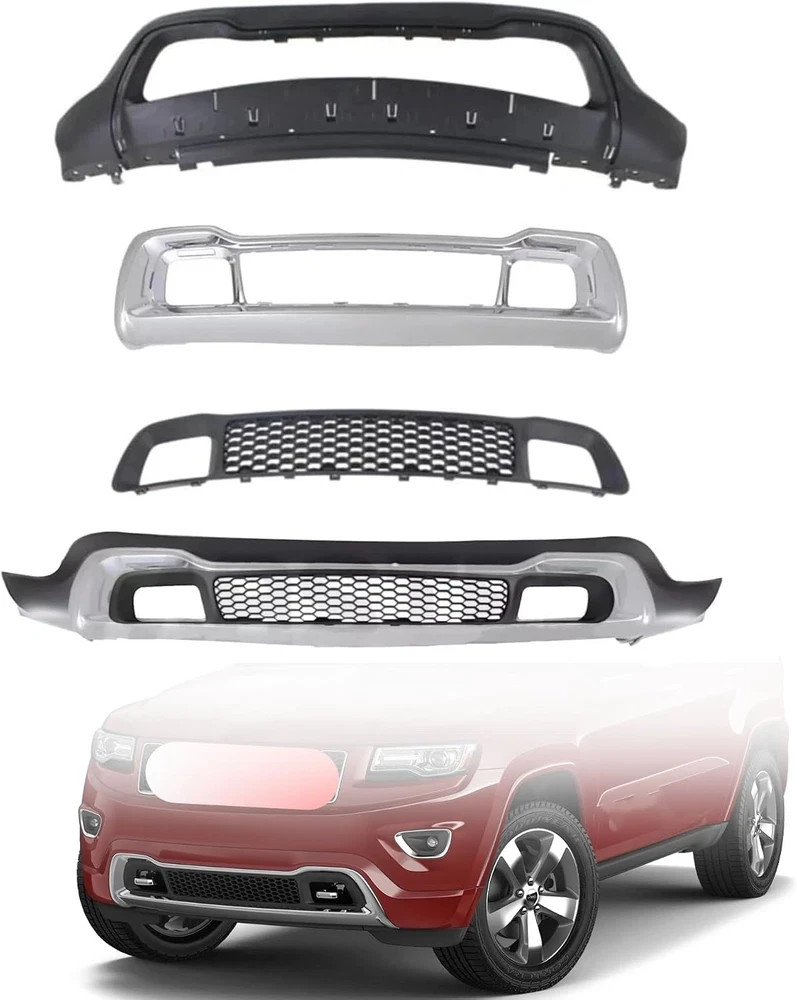 3PCS Front Bumper Cover & Bumper Grille Set Compatible with 2014 2015 2016 Jeep