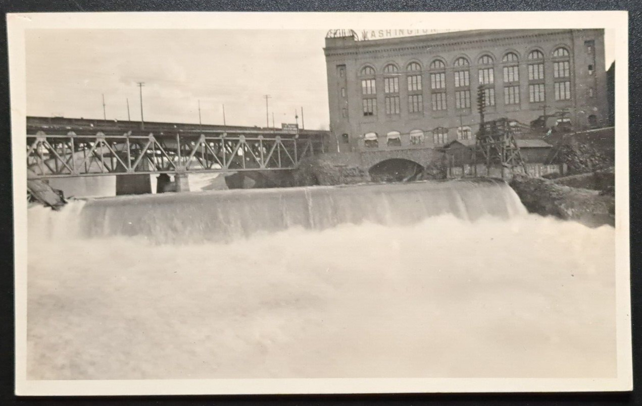 Vintage AZO RPPC Spokane Washington Waterfall Power Plant Bridge 1910s