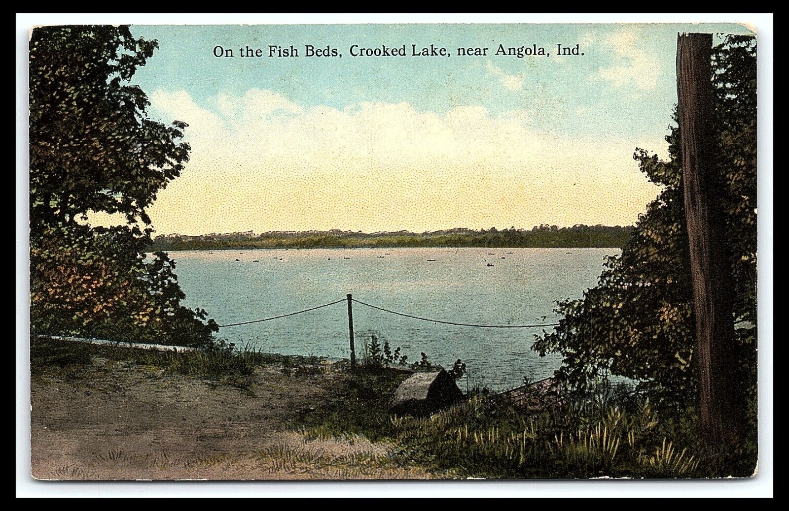 Angola IN Crooked Lake Postcard On the Fish Beds Unposted   pc183