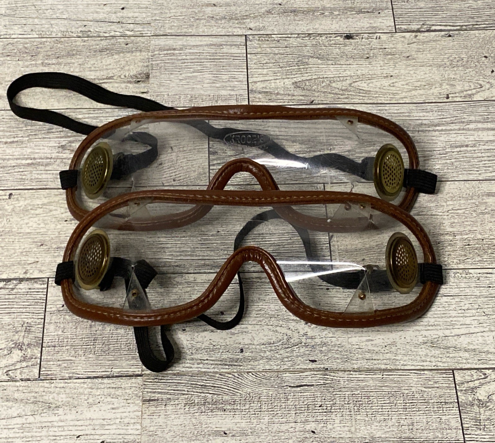 2 Vtg Kroop\'s Original Goggles Racing Skydiving Horse Equestrian Clear Lot