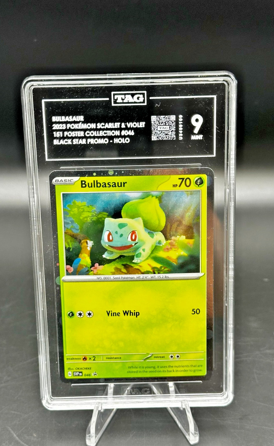 #46 Bulbasaur 2023 S&V 151 Poster Collection Black Star Promo - TAG 9