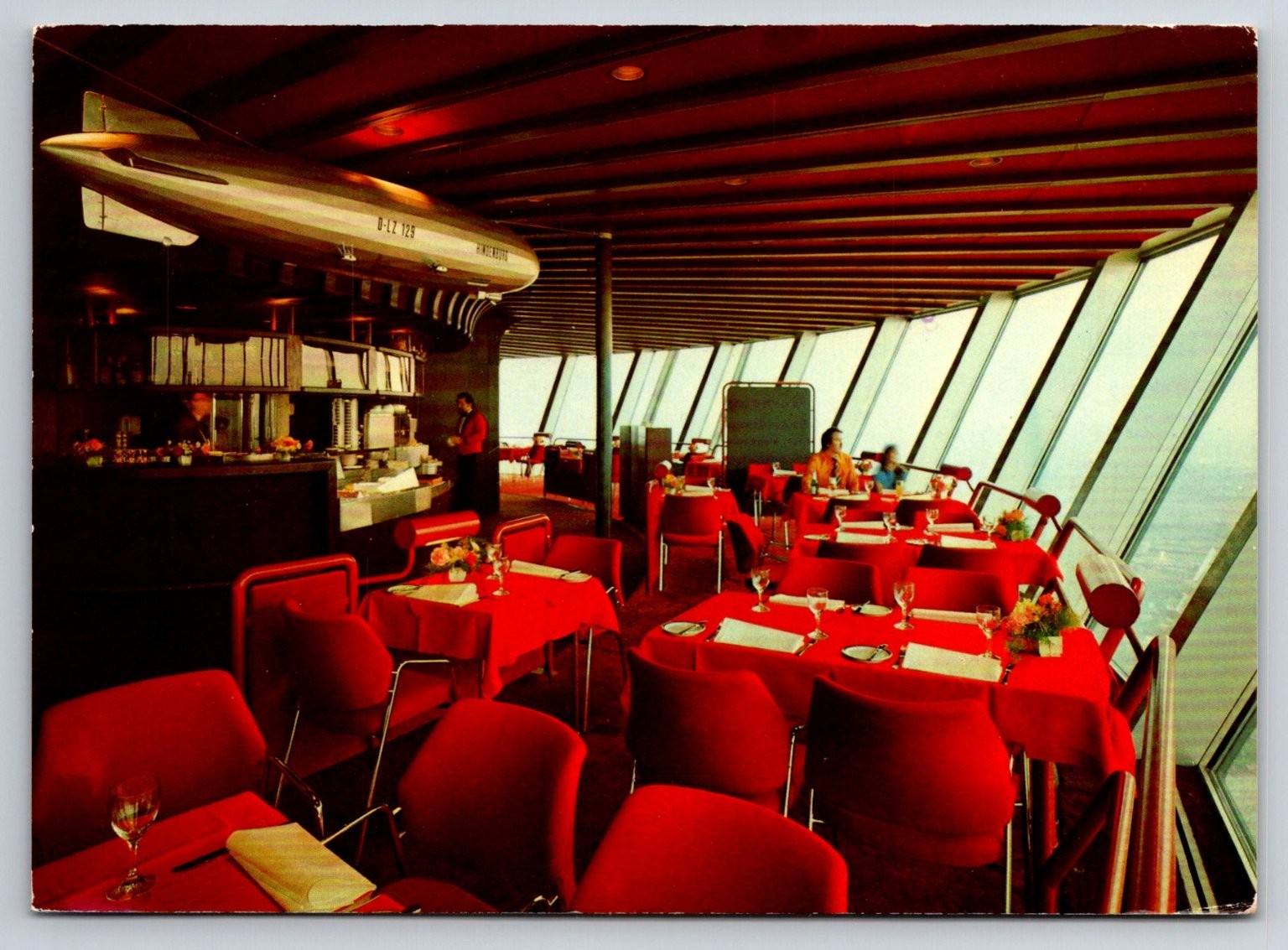 Mannheim TV Tower Zeppelin Revolving Restaurant Postcard 1970s Germany