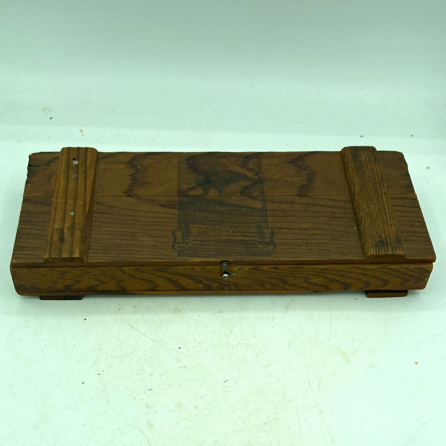 Vintage Crane’s Chocolate Wooden Advertising Box Cleveland New York Candy