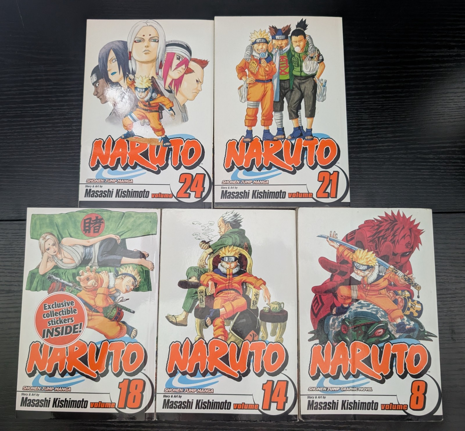 Naruto Manga Lot 5 Volumes 8 14 18 21 24 Masashi Kishimoto VIZ English