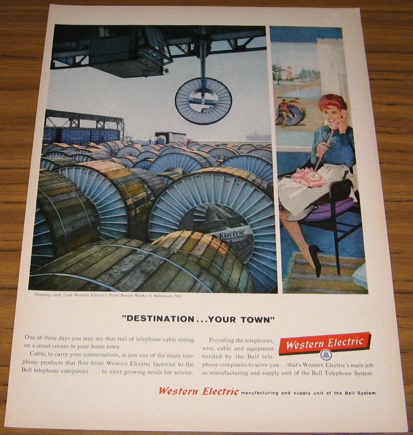 1959 Vintage Ad  Western Electric Shipping Cable Point Breeze Wor
