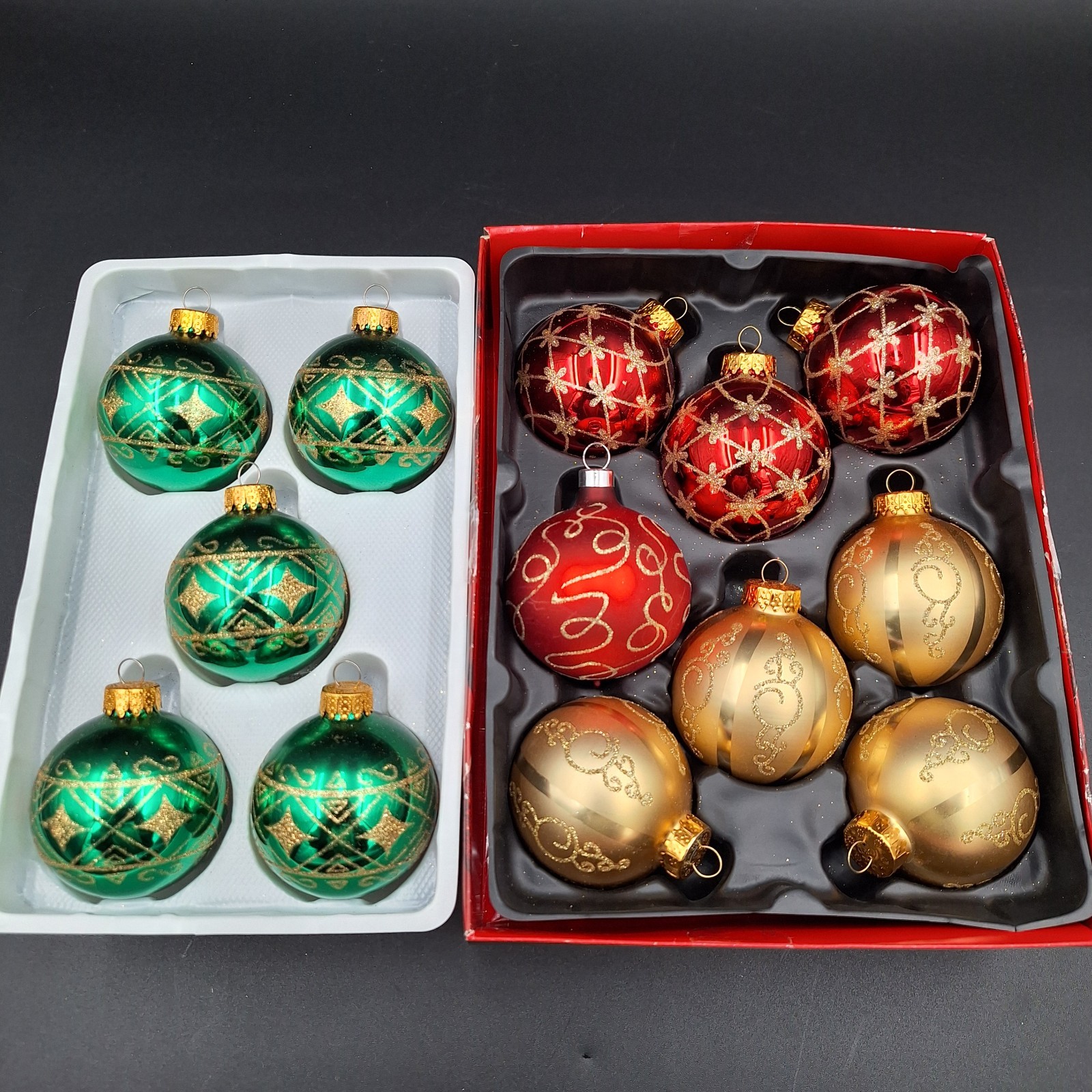 VTG Set Of 13 G & D mixed lot Glass Christmas Ornaments