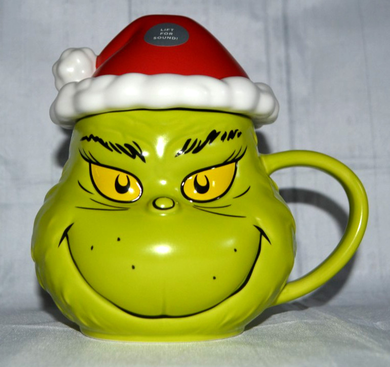 NEW Hallmark Dr. Seuss's The Grinch Santa With Sound Hat Topper Coffee Mug NEW Hallmark Dr. Seuss's The Grinch Santa With Sound Hat Topper Coffee Mug