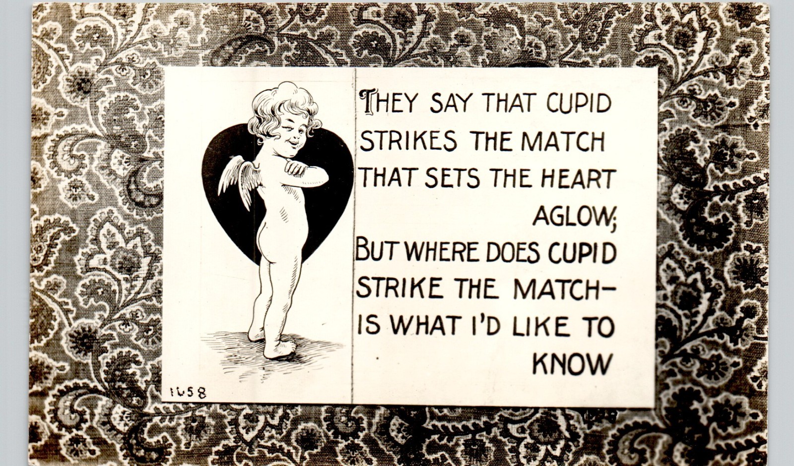 CUPID QUOTE COMIC ON ANTIQUE RUG c1910 postcard real photo rppc ~rare CUPID QUOTE COMIC ON ANTIQUE RUG c1910 postcard real photo rppc ~rare