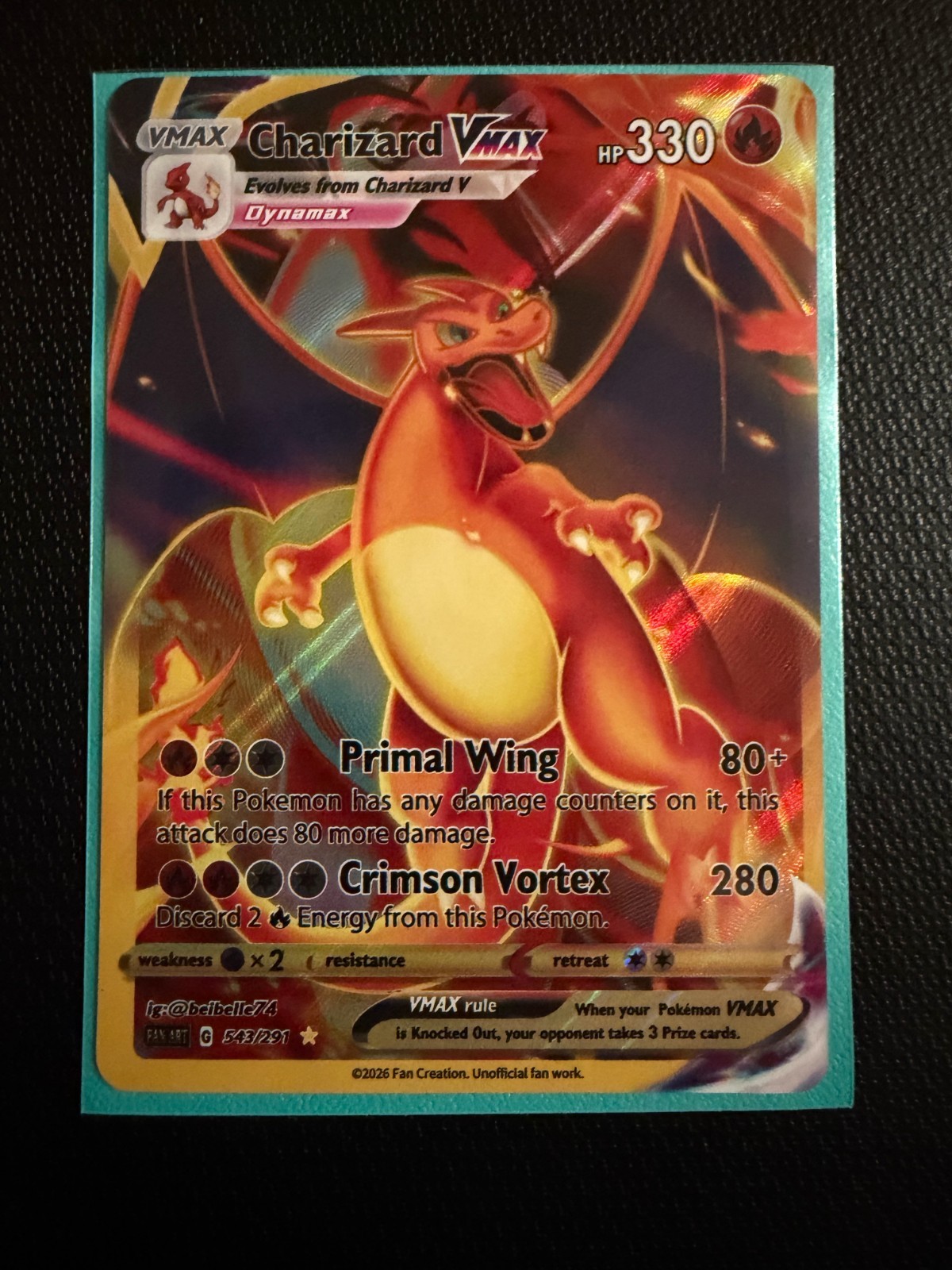 Pokemon Charizard VMAX Dynamax Non-TCG Art Card Display