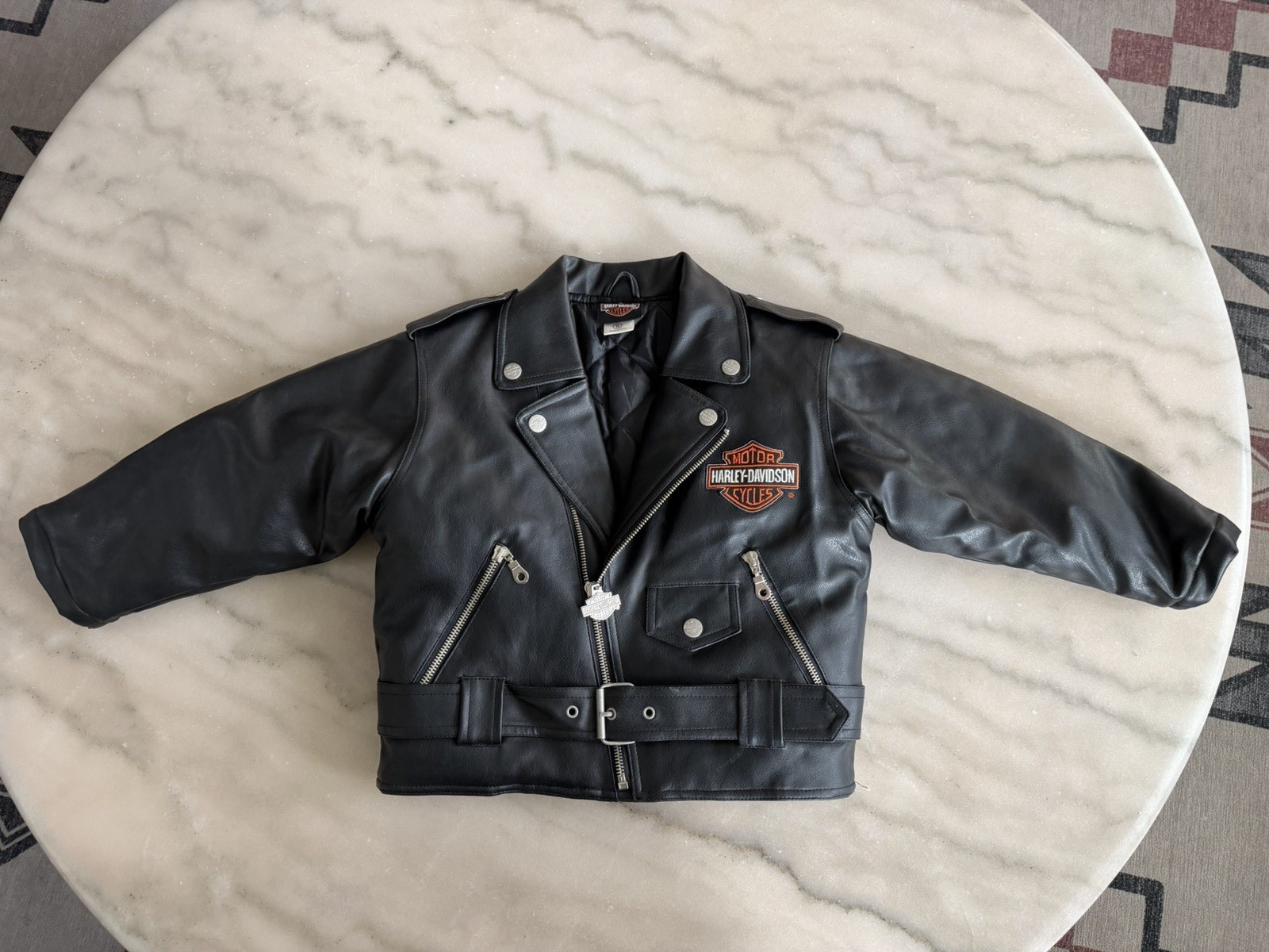 Harley Davidson Kids Size 5 Faux Leather Motorcycle Biker Jacket Black Harley Davidson Kids Size 5 Faux Leather Motorcycle Biker Jacket Black