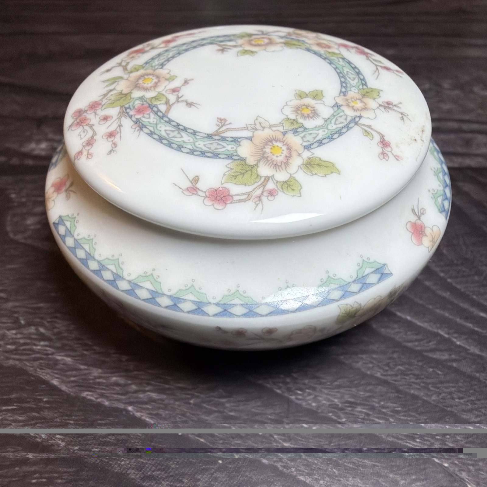 Vintage Coalport England April Miniature China Trinket Box w/ Paperwork
