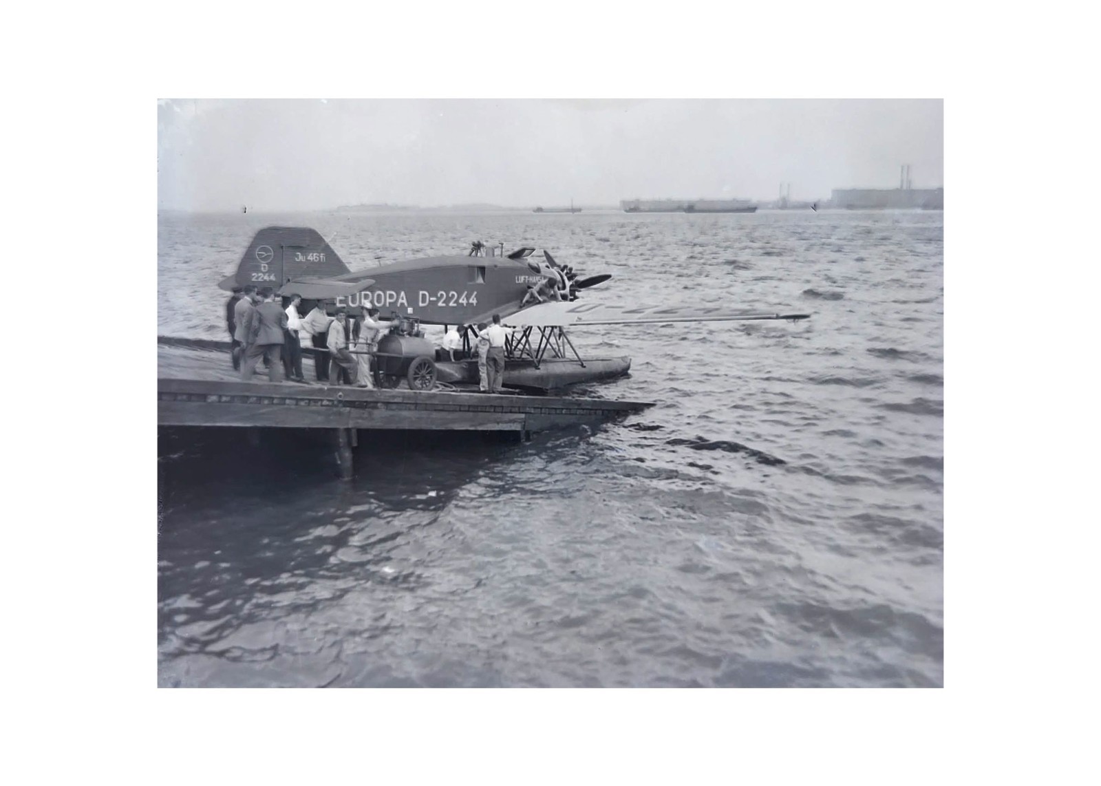1932 German Catapult Seaplane Junkers Ju 46 Europa D-2244 Glass Negative OOAK