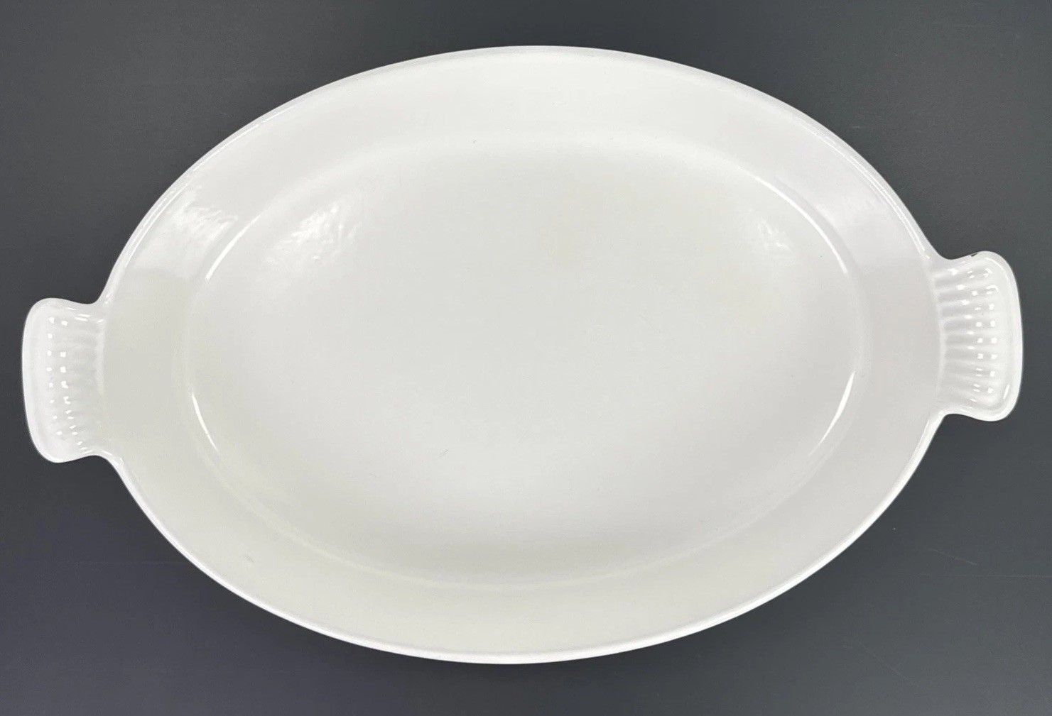Le Creuset #36 Enameled Cast Iron Oval Au Gratin Dish White France Vintage