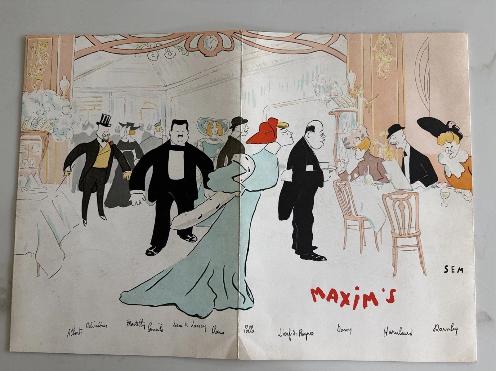 VINTAGE CHEZ MAXIM'S RESTAURANT DINNER MENU-NYC 14x10” VINTAGE CHEZ MAXIM'S RESTAURANT DINNER MENU-NYC 14x10”