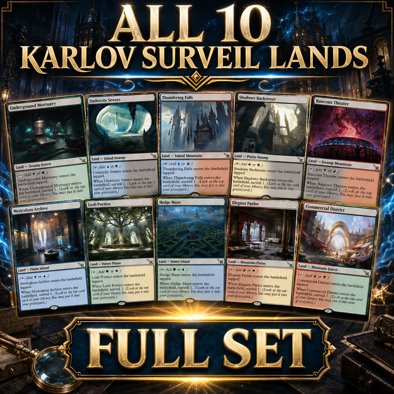 MTG Murders at Karlov Manor Surveil Lands Full Set - All 10 Rares MKM