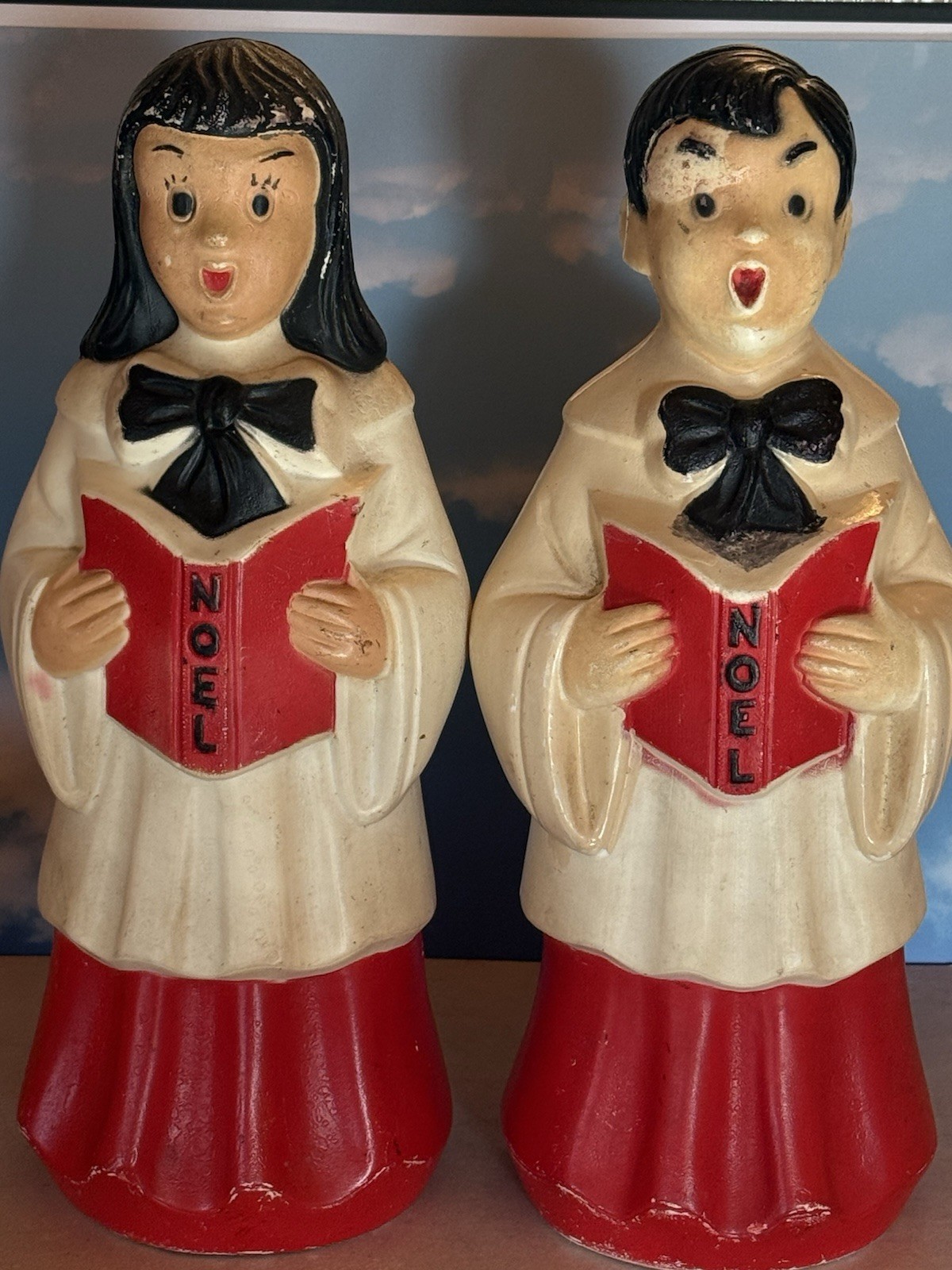 Beco Vintage Christmas Blow Mold Caroler Set of 2 Tabletop 12\