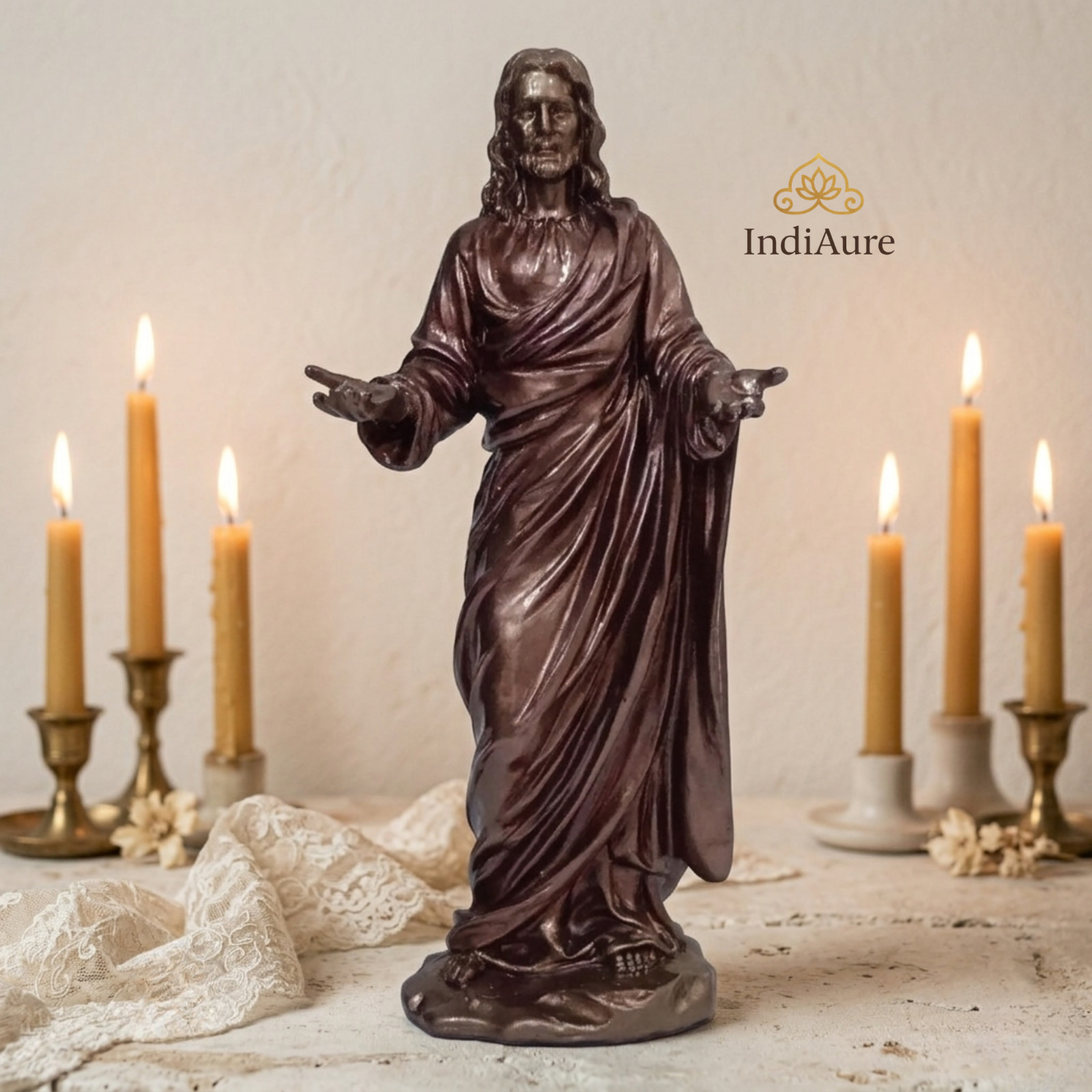 Christ the Redeemer Statue: 9-Inch Bonded Bronze Christian God Decor