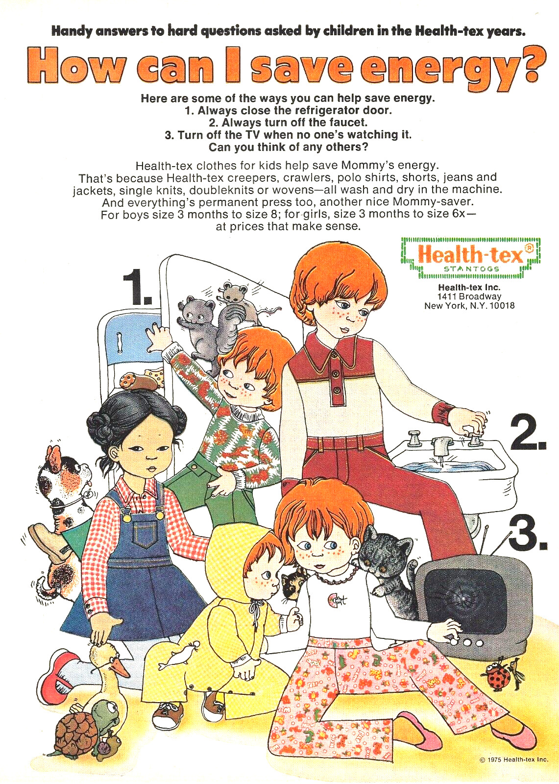 1975 Health-Tex Children's Clothing Fashion Stantogs Illustrated vtg Print AD