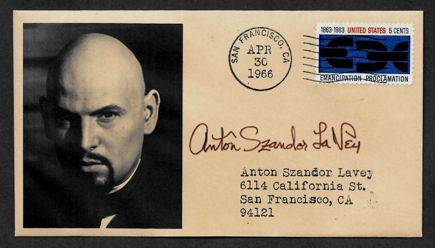 Anton LaVey Church of Satan Autograph Reprint on Collector's Envelope *OP1179