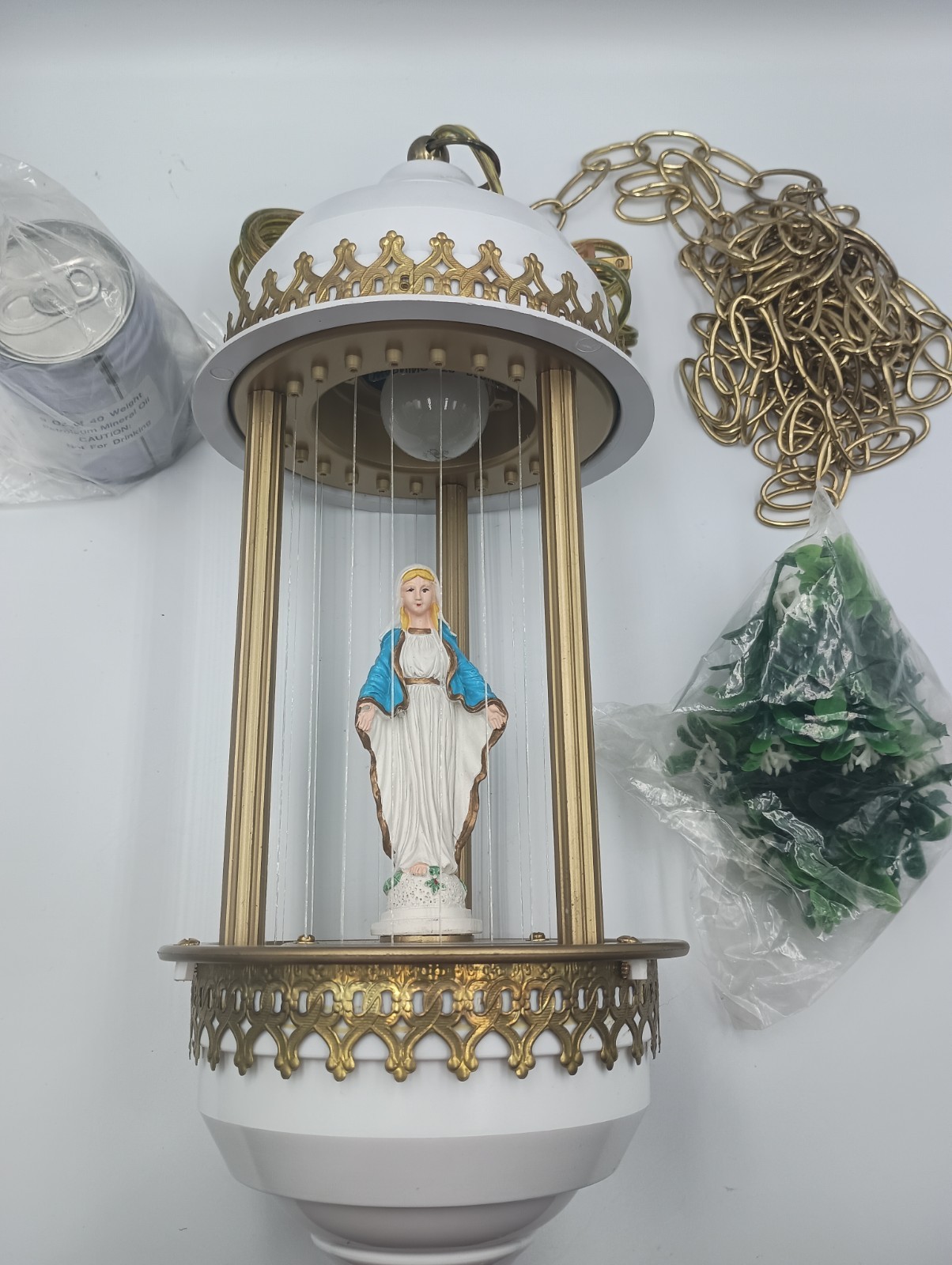 VTG Virgin Mother Mary Mineral Oil Rain Lamp  NEW Old Stock 70s MCM