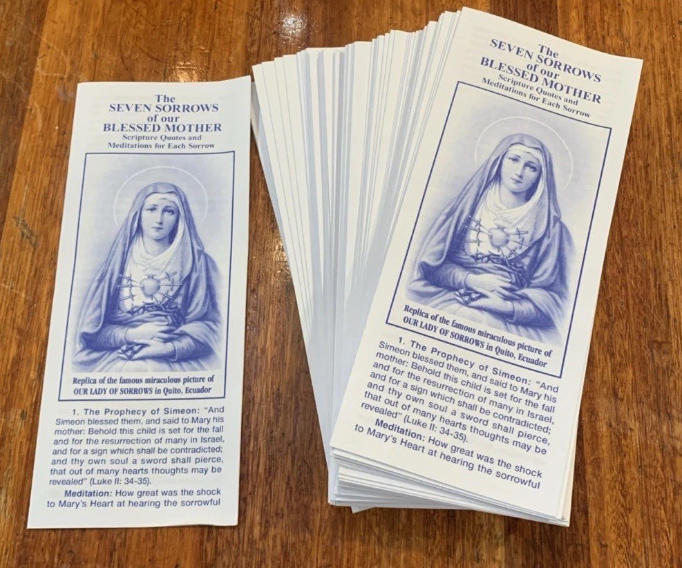 Lot Of 100 Seven Sorrows Of Mary Blessed Virgin Catholic Prayer Brochure