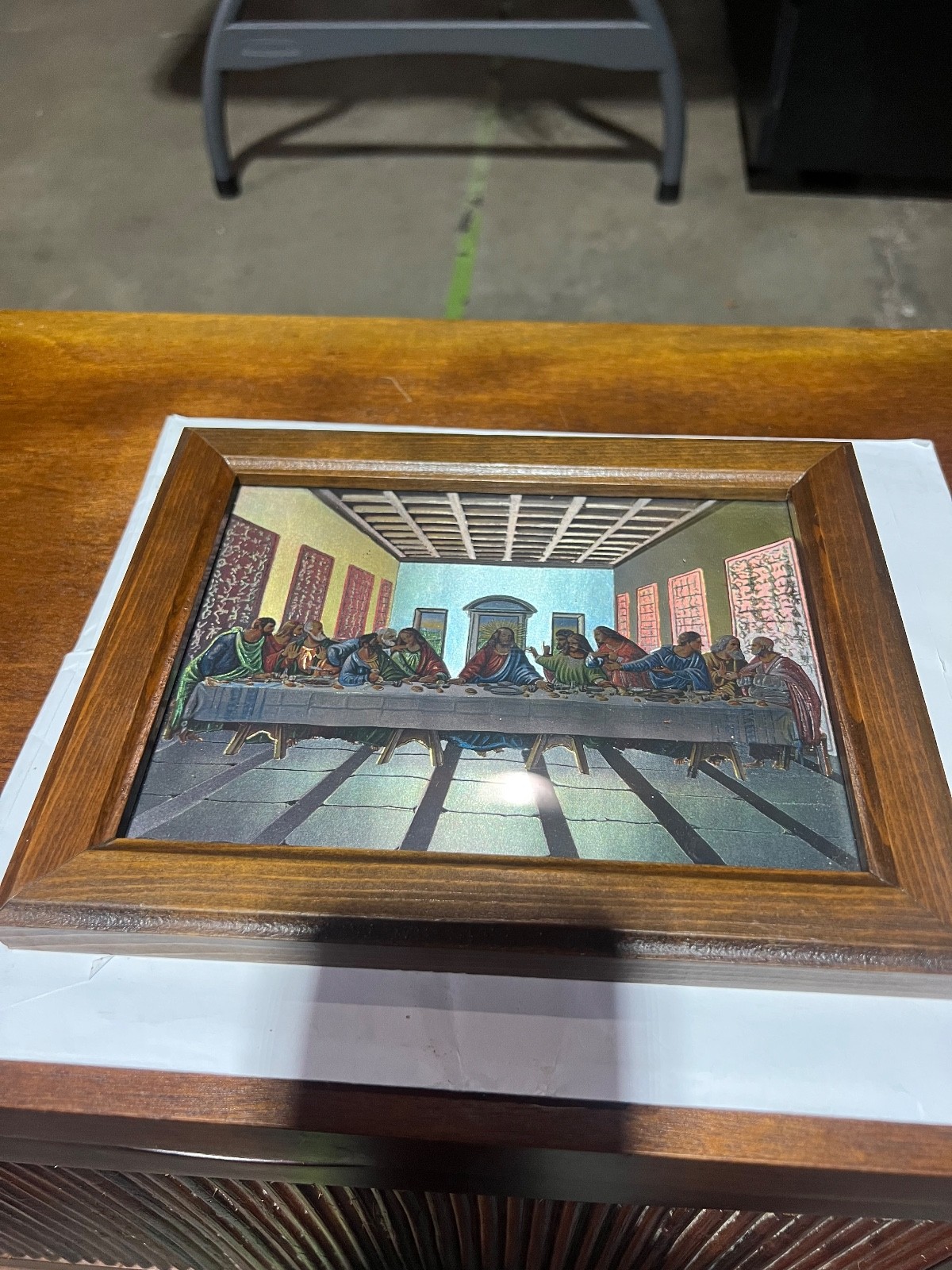 Vintage Last Supper Foil Print Framed – Mid Century Religious Art 10” x 8”