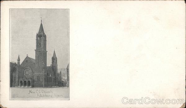 Fitchburg,MA New C.C. Church Worcester County Massachusetts Postcard Vintage