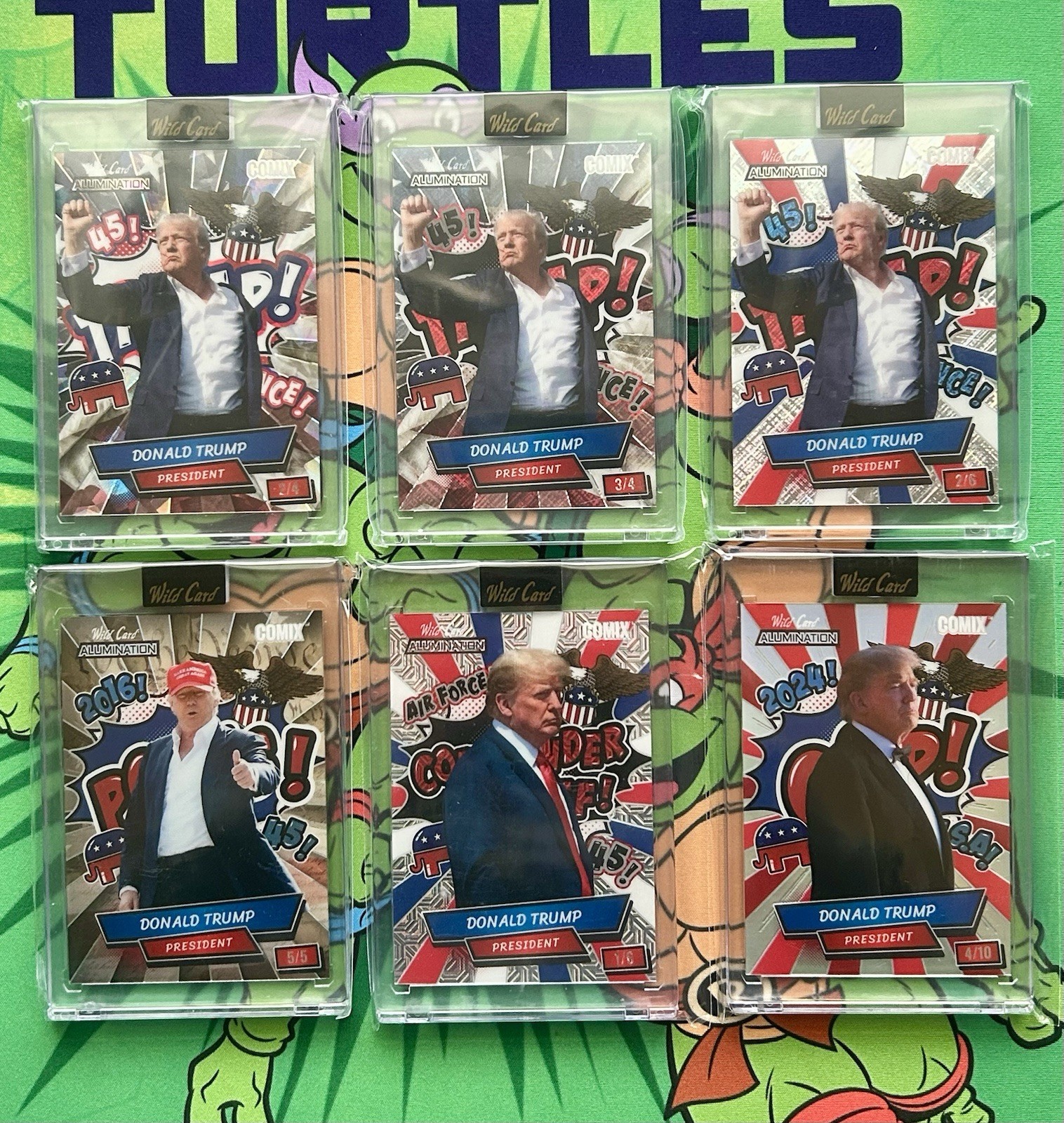 2024 Wild Card Alumination Donald Trump Lot (6) *3 Fight Pose Cards* 2024 Wild Card Alumination Donald Trump Lot (6) *3 Fight Pose Cards*