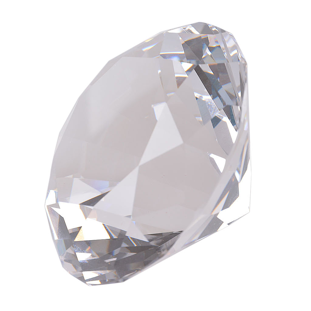LONGWIN 80MM Clear Crystal Diamond Glass Paperweight Jewels Wedding Decor Gift