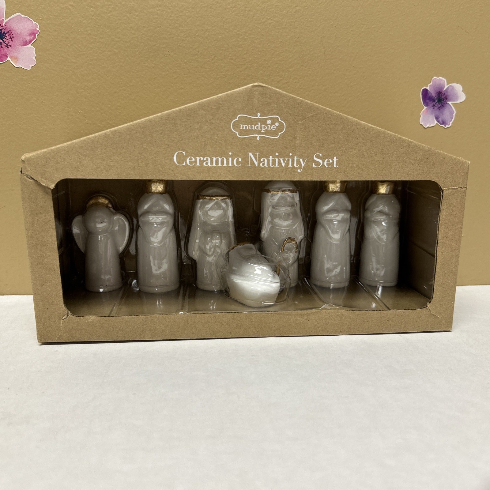 Ceramic 7 Piece Nativity Set- Mud Pie-New In Box