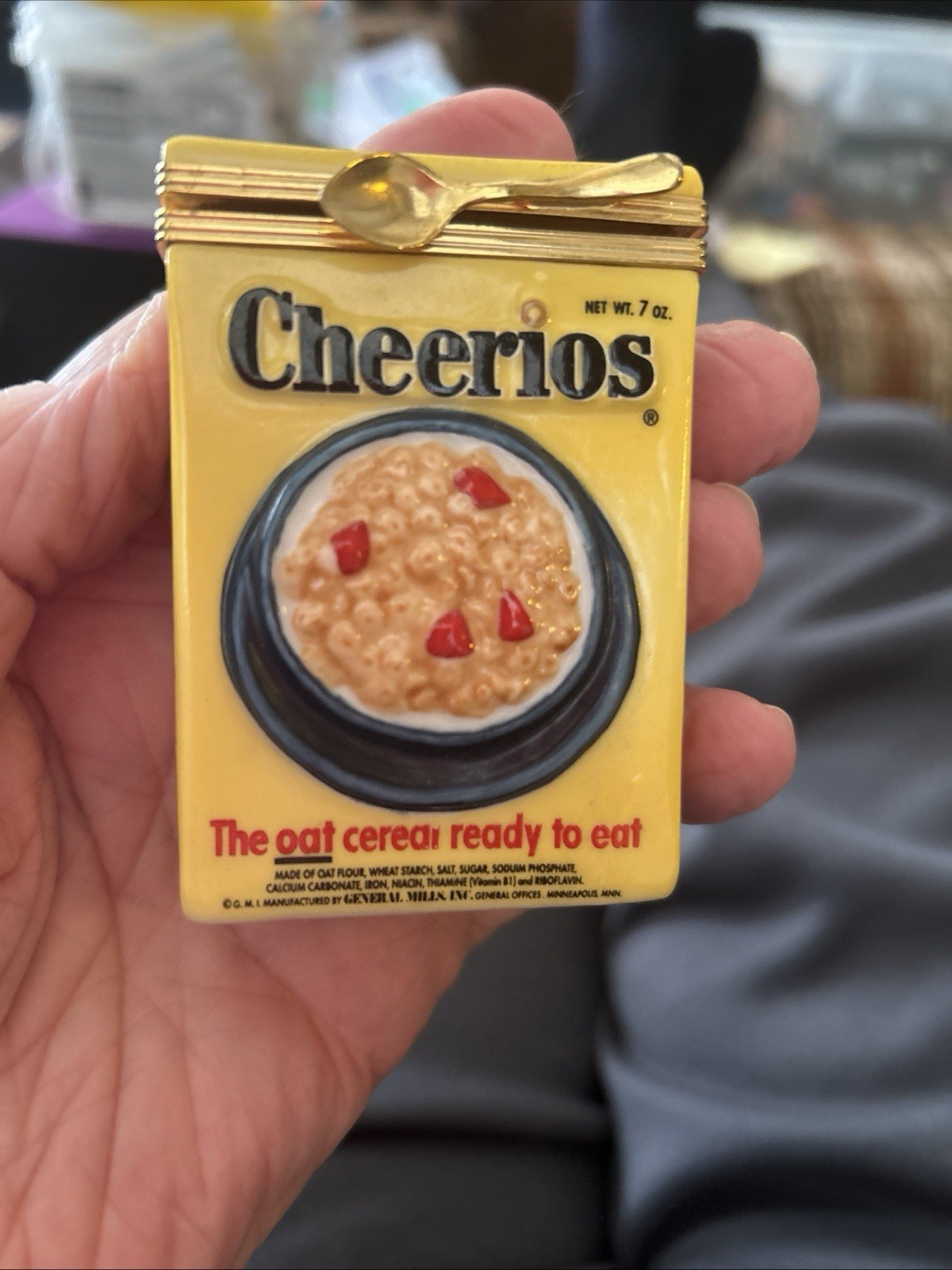 Vintage Franklin Mint Porcelain Hinged Trinket Box - General Mills Cheerios
