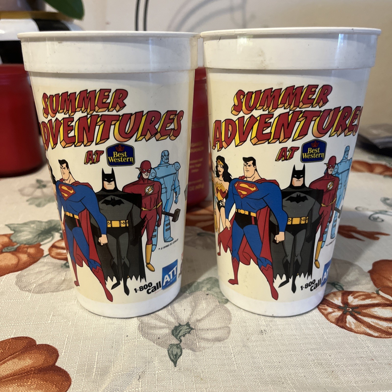 Superman Best Western Promotion Plastic Cups. Set of 2.
