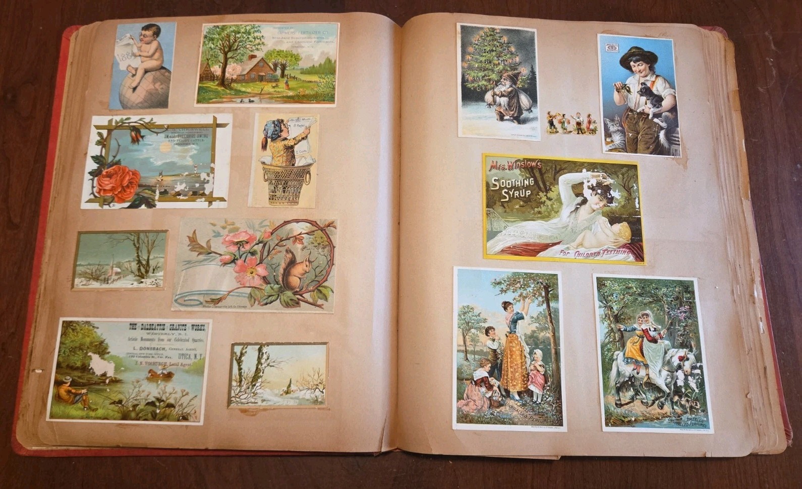 Antique Victorian Scrap Book Trade Cards Advertising Chromolithograph Full
