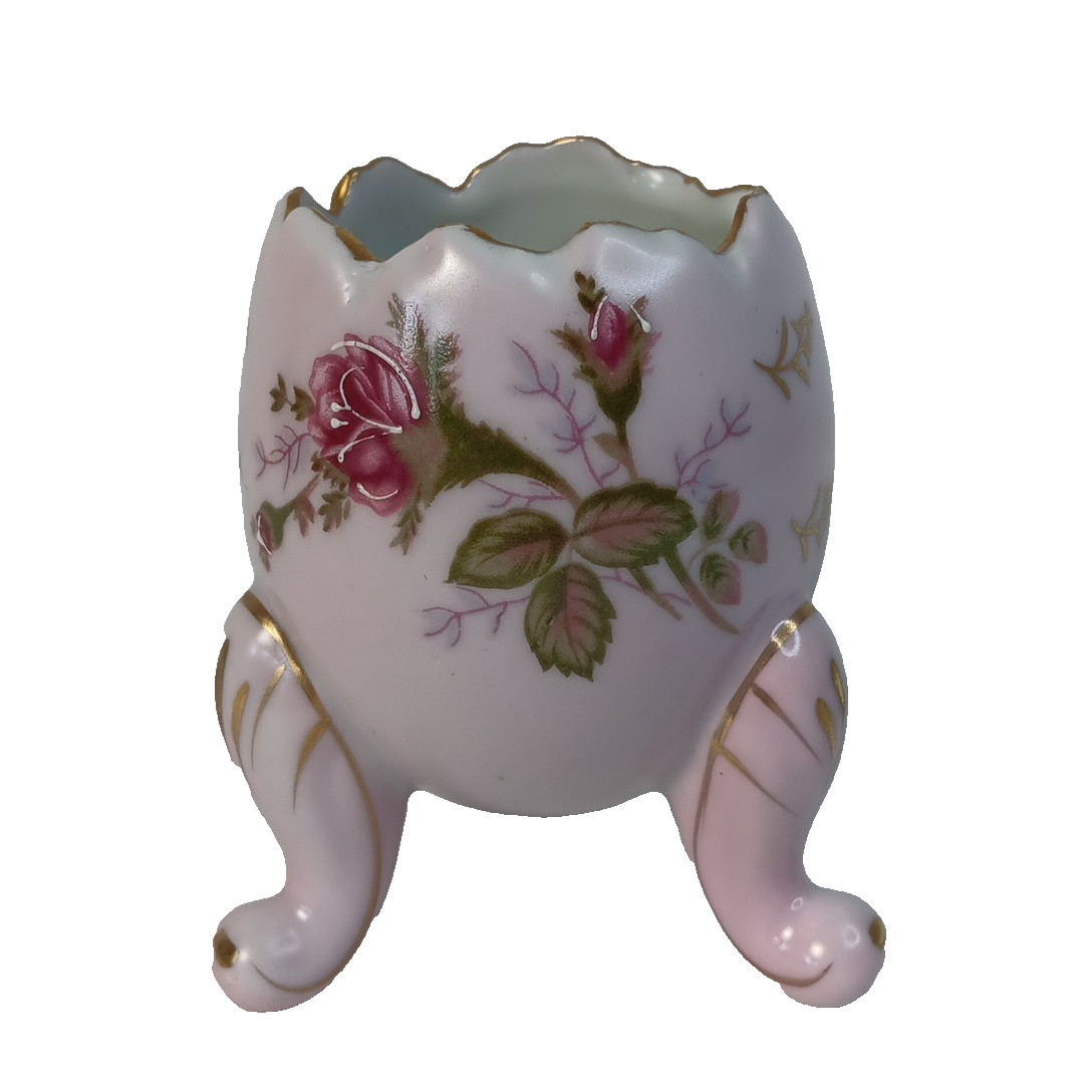 Vintage NapcoWare Pink Porcelain Cracked Egg Planter Vase w/Gold Trim Roses Vintage NapcoWare Pink Porcelain Cracked Egg Planter Vase w/Gold Trim Roses