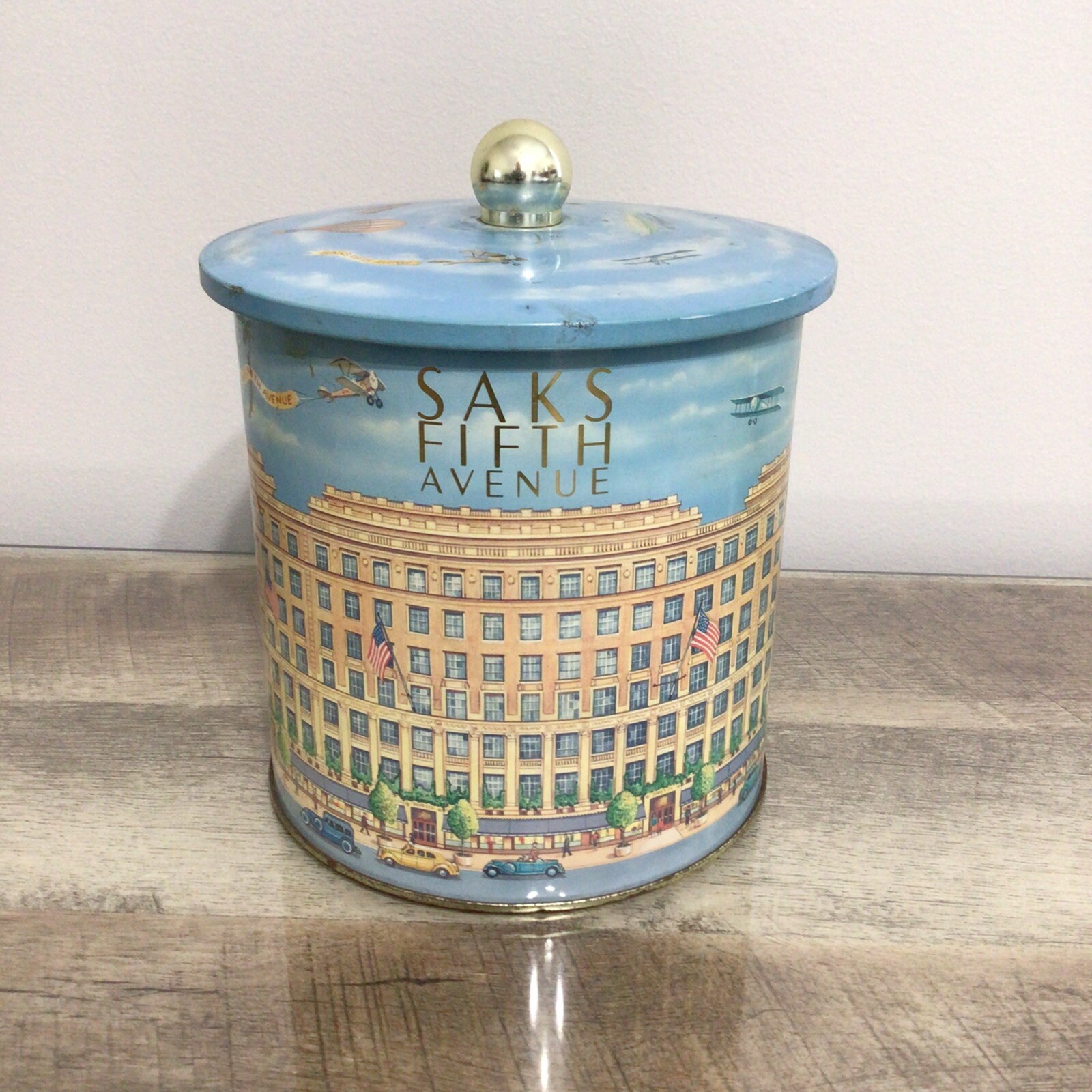 Vintage SAKS FIFTH AVENUE Round Empty Advertising Tin