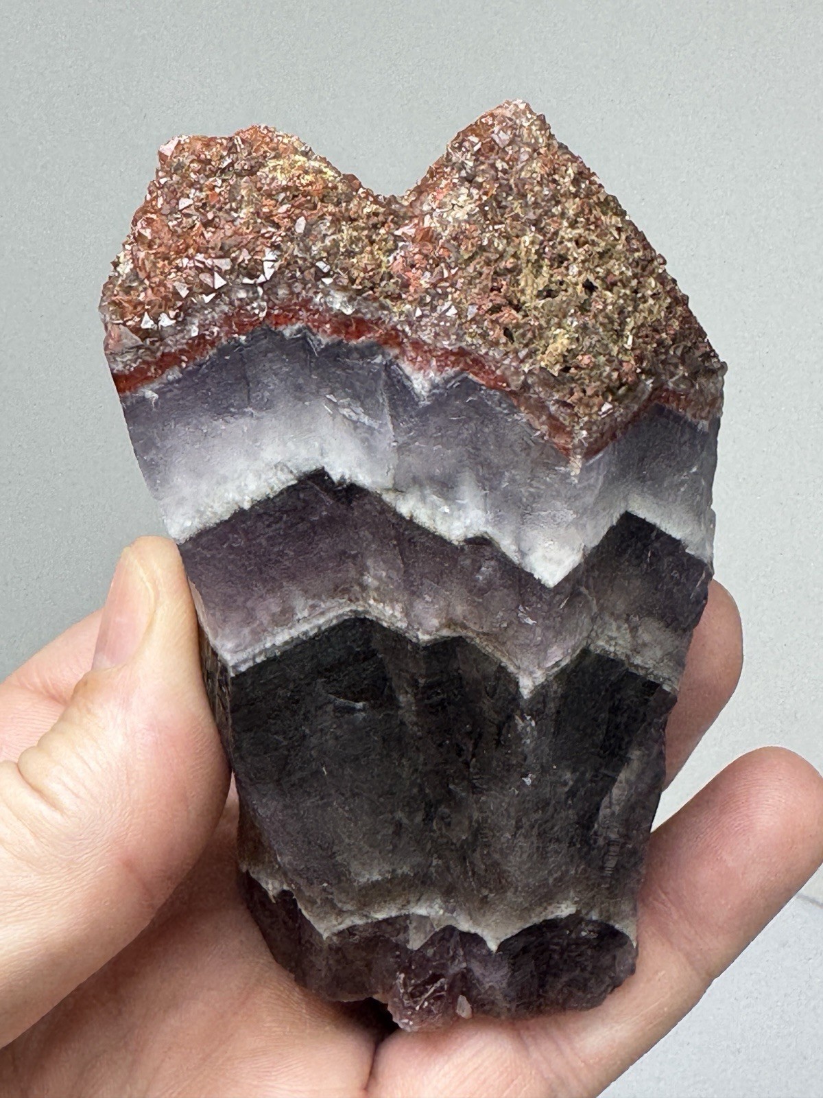 Rare Twin Druzy Strawberry Red Sparkle Hematite Auralite Boreal Chevron Amethyst