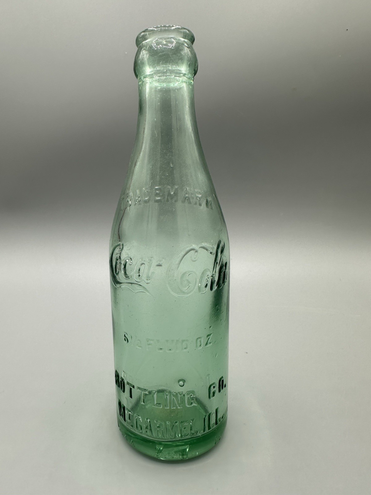 1915 Coca Cola Straight Side Bottle Mt Carmel Illinois ROOT Aqua Green 6½ Oz