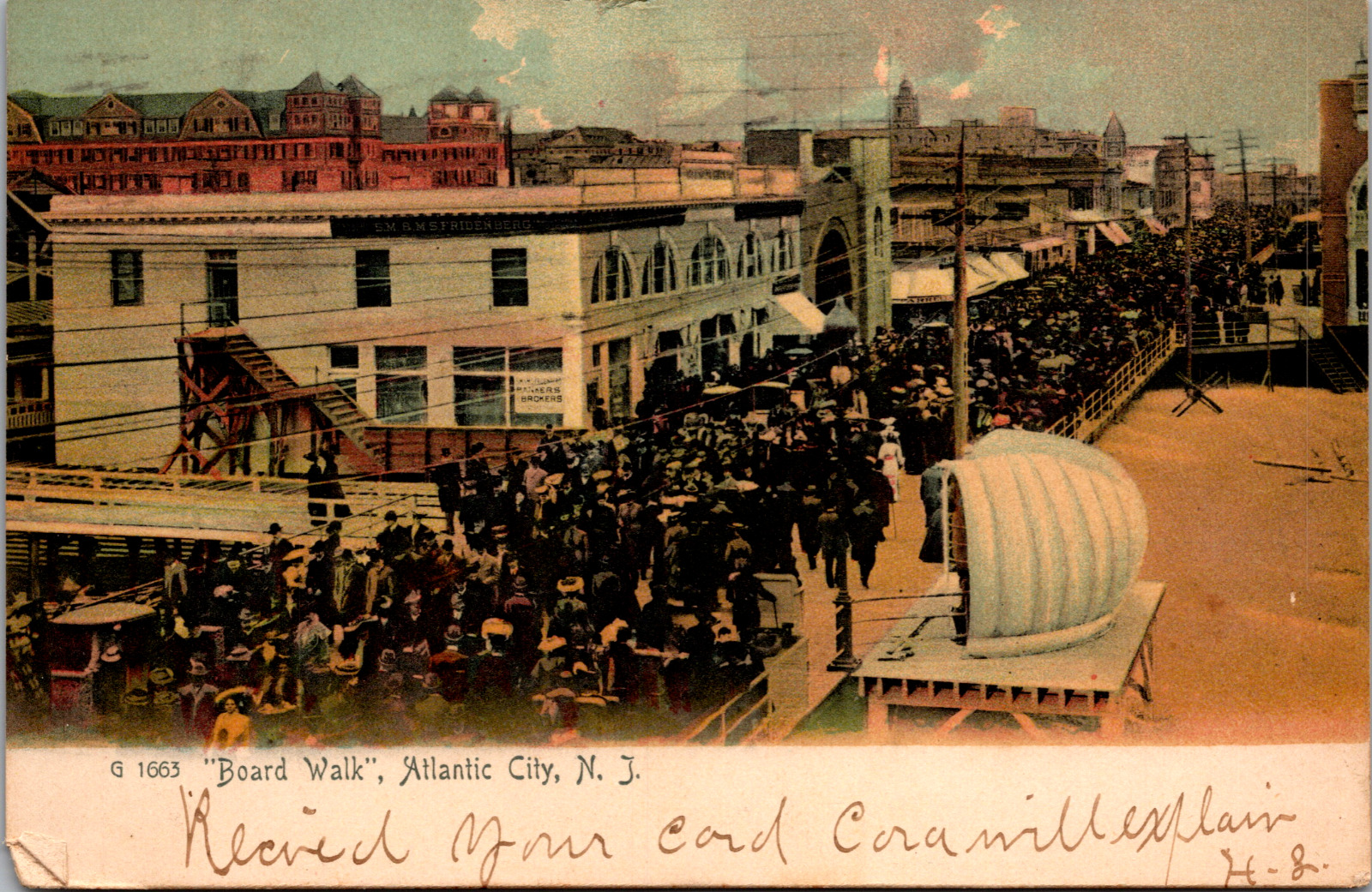 Vintage C. 1906 Crowded Boardwalk Scene Atlantic City New Jersey NJ Postcard