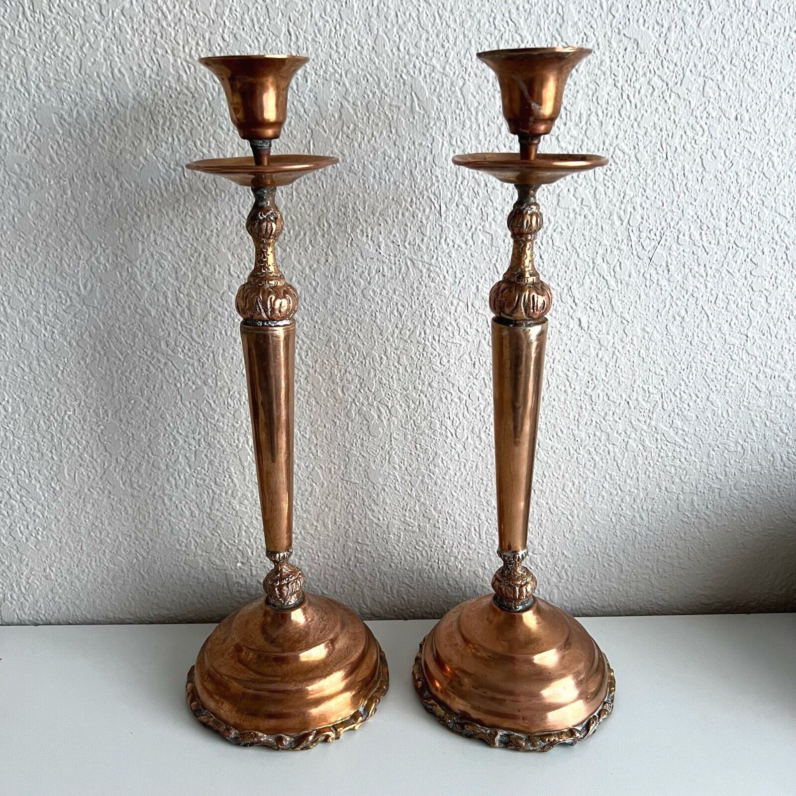 Vintage Copper Candlestick Pair 17\