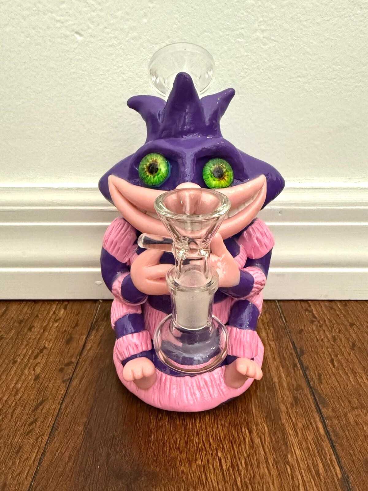6” Premium Glass Water Pipe Art Cheshire Cat Alice in Wonderland 14mm