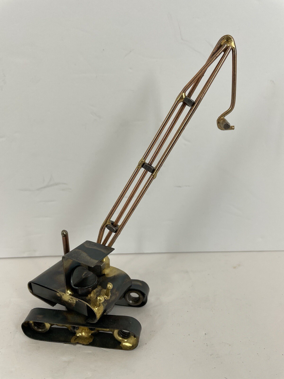 Construction Metal Track Crane Brass Paperweight Figure Handmade Art