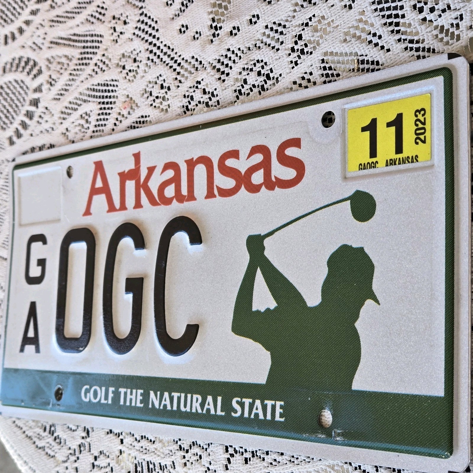 Golf License Plate, Arkansas “ Golf The Natural State”