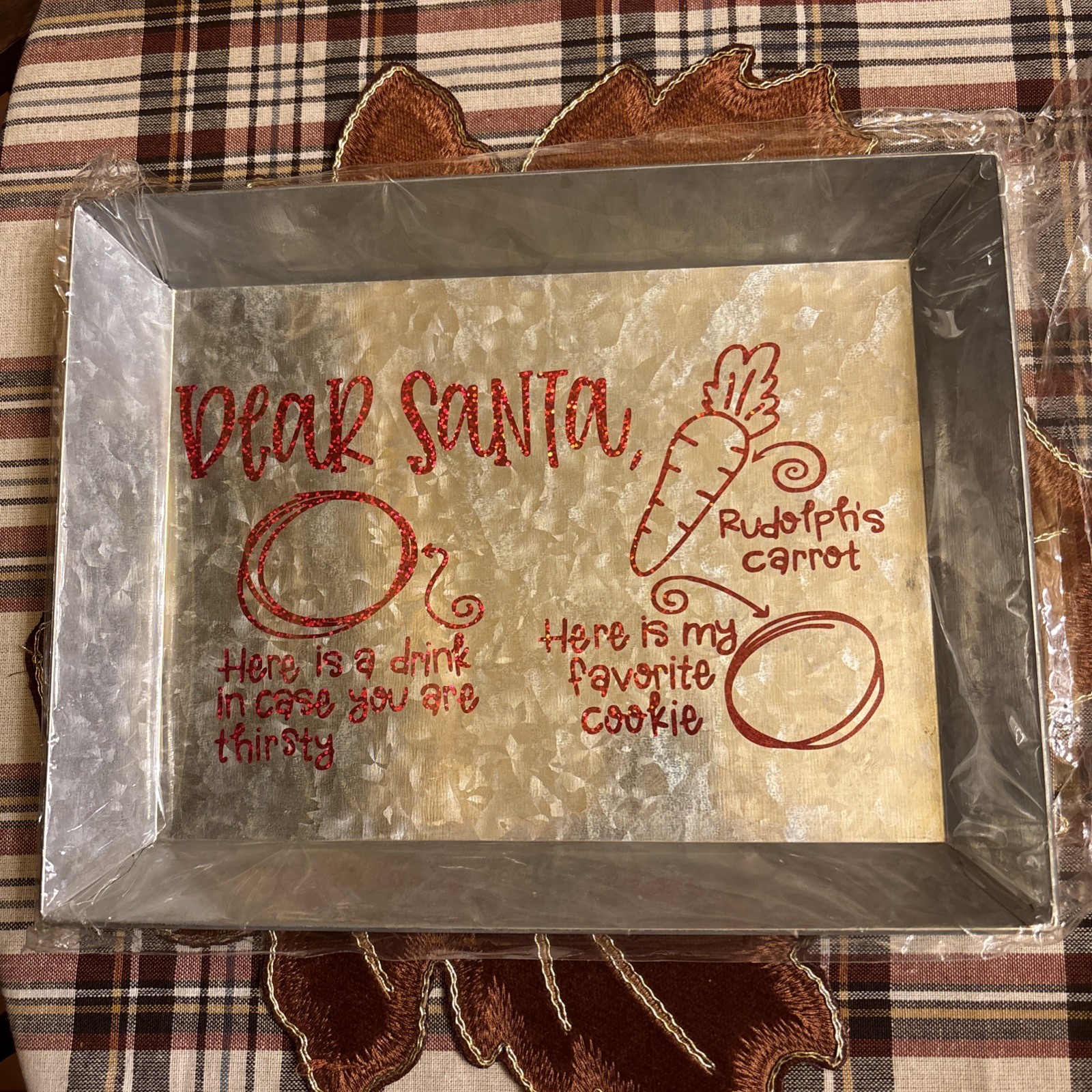 Christmas Seasonal Novelty Metal Rectangular Serving Tray \