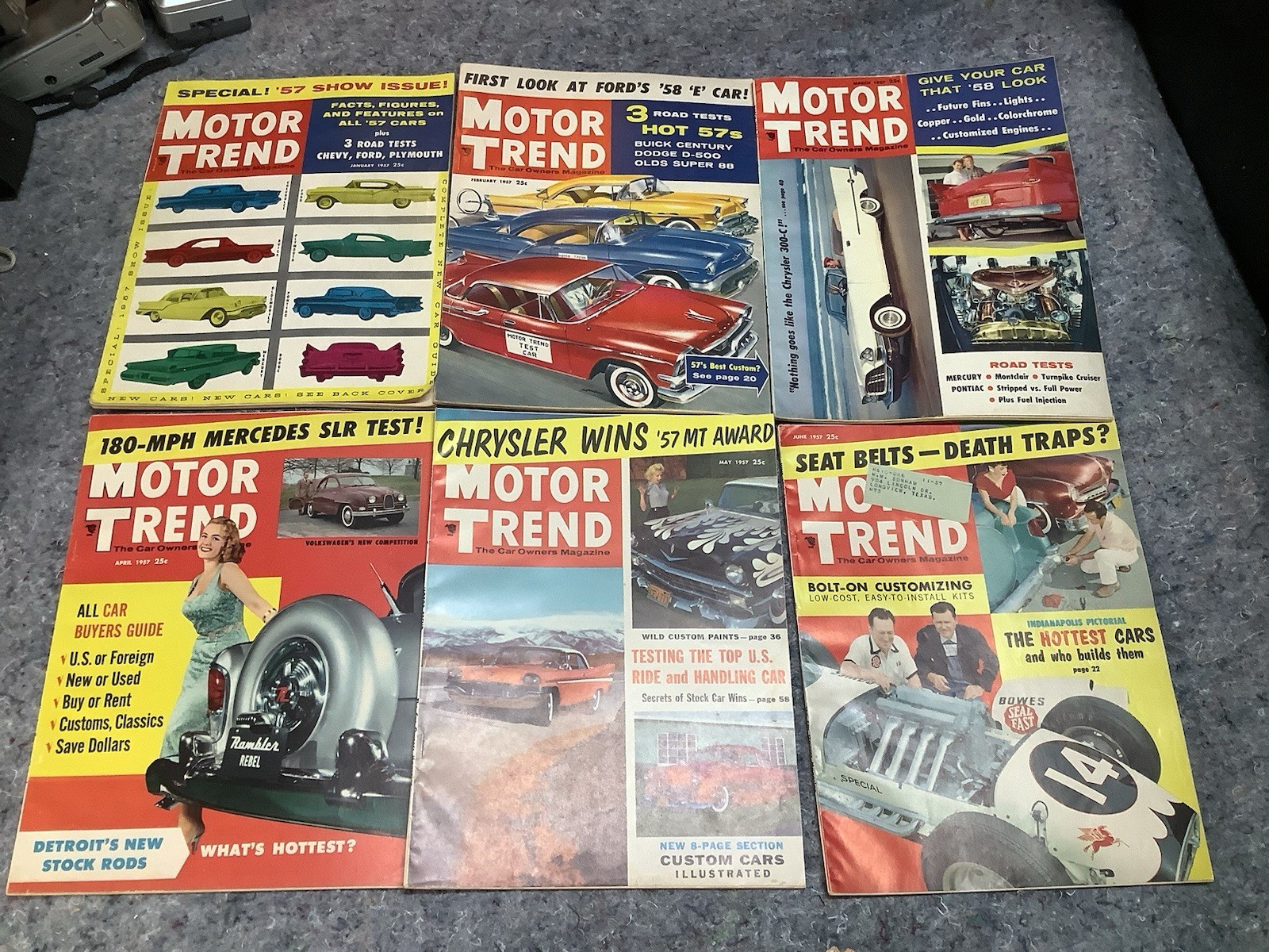 Motor Trend Magazine 1957 - The Complete Year - All 12 Issues 
