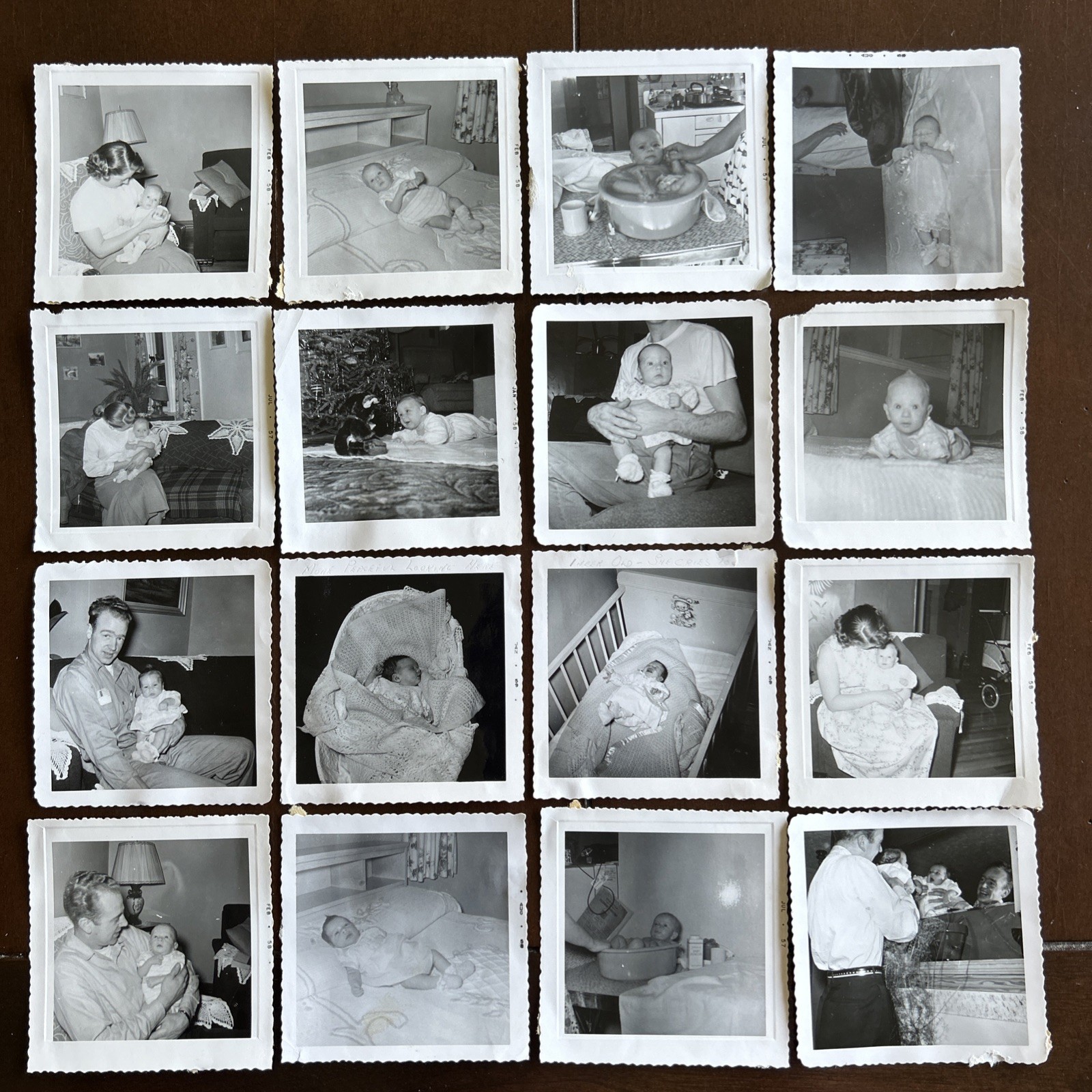 Lot of 16 Vintage 1958 Baby Photos - Removed From Scrapbook Lot of 16 Vintage 1958 Baby Photos - Removed From Scrapbook